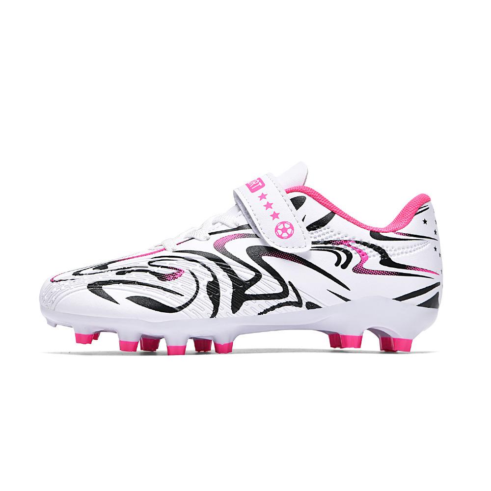 Low-Top Football Shoes Ag Spikes Velcro Boys And Girls Kindergarten Students Non-Slip Leather Foot Training Shoes