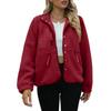 Women's Fashion Casual Stacked Lapel Single Button Fleece Sports Sweatshirt Jacket Outerwear