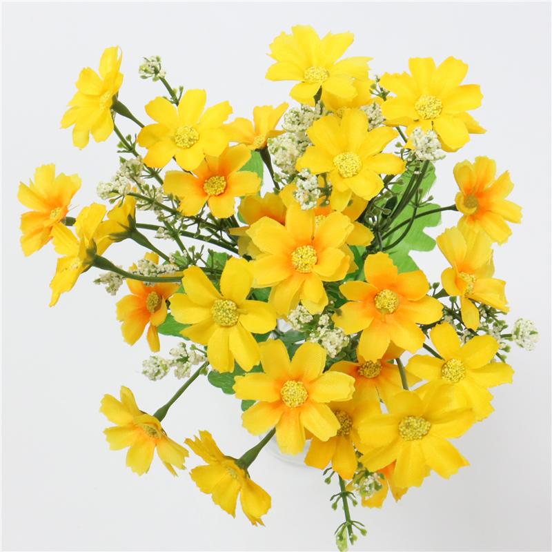 One Bouquet 7 Branch 28 Heads Cute Silk Daisy Artificial Decorative Flower DIY Wedding Floral Arrangement Home Room Table Decor