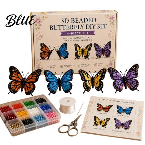 Creative DIY Hobby Kit 3D Beaded Butterfly Craft Kit Tiny Animal Handmade Art Set Weekend Activities with Instruction Cute 4-Pack Butterflies