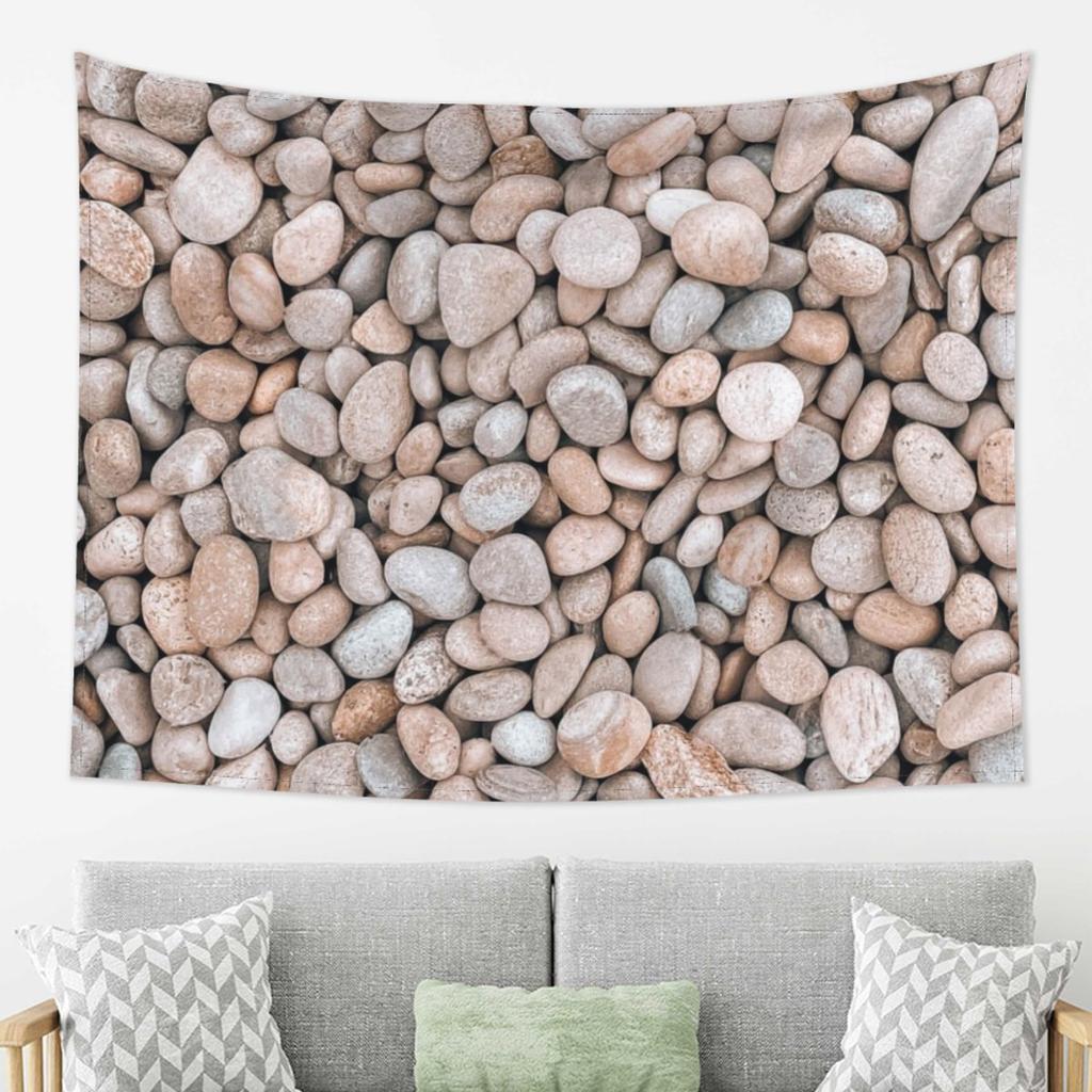 Creme Naturkieselsteine Felsen Wandteppich Kunst Ästhetische Wandteppiche für Wohnzimmer Schlafzimmer Dekor Haus Hippie Wandtuch Wandbehang