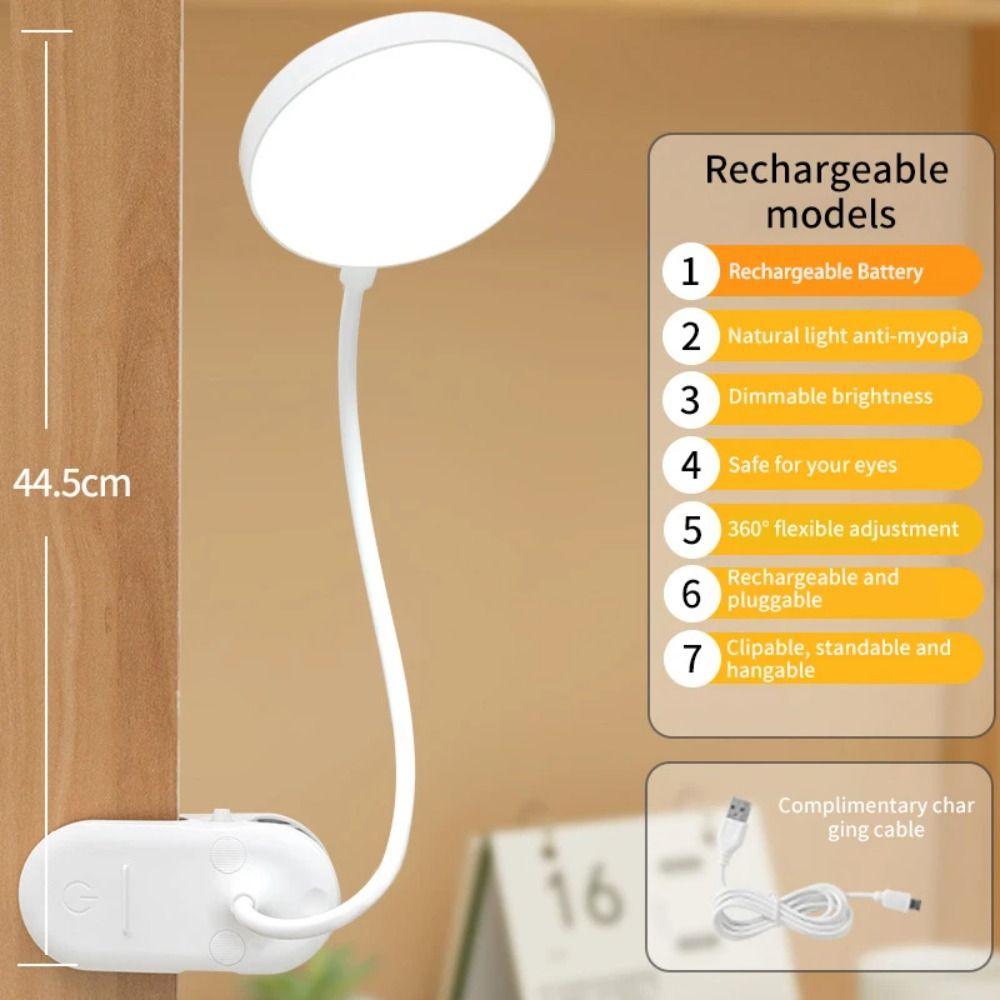 USB Charging Table Lamp With Clip LED Light Creative Reading Night Light  Bed