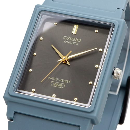 Casio Analogové hodinky Chipkashi Levné Casio MQ-38UC-2A2 Matný šedavě modrý uretanový pásek Obdélníkový ciferník Unisex Zámořský model