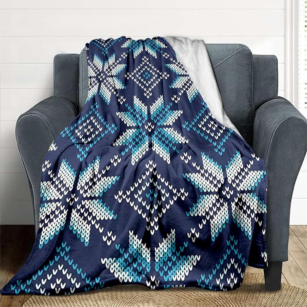 1pc Winter Snowflakes Blanket, Lightweight Flannel Throw Blanket for Sofa, Bed, Travel, Camping, Living Room, Office, Couch053