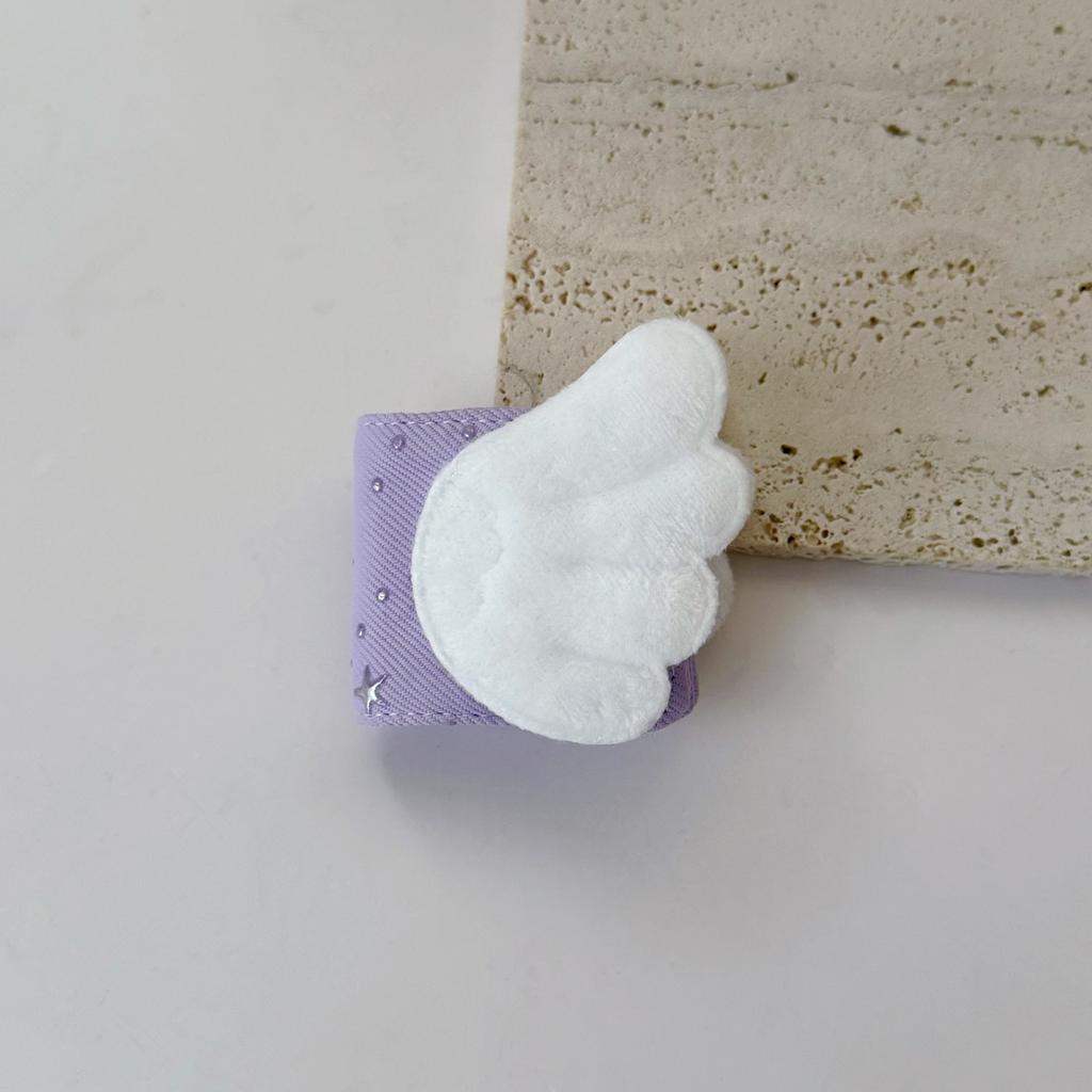 Cute Angel Wings Fabric Data Cable Storage Clip Bronzing Hand-made Charging Cable Storage Bag Brush Storage
