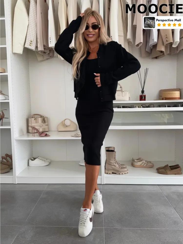 

Цветное Платье-сарафан Кардиган Куртка Длинная юбка Комплект из двух предметов L чёрный