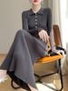 Women's Extra Long Slimming Knitted Polo Collar Dress for Autumn and Winter