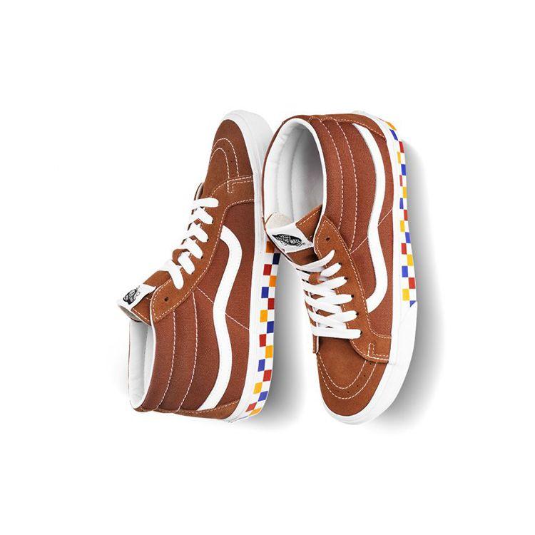 Vans Sk8 Reissue Checkerboard Mid-Top Skate Shoes Unisex Sneakers Redwood VN0A391F2BM