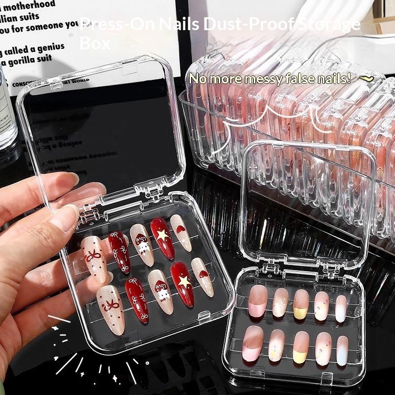 Acrylic Flip Top Press On Nail Box Transparent Display Case Jewelry Storage Organizer 4 Home Salon Manicure Daily Practical Box
