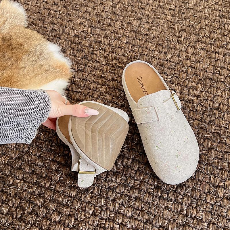 Thick Heel Sandals Slippers Soft Wood Bottom Half Slippers Head Covering Women's Summer Fashiable Clogs Chinese Manufacture