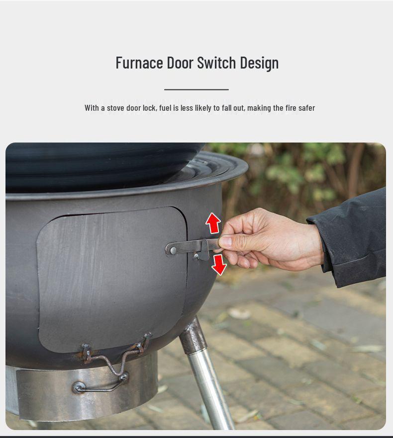 Portable Outdoor Iron Wood-Burning Stove for Rural Households