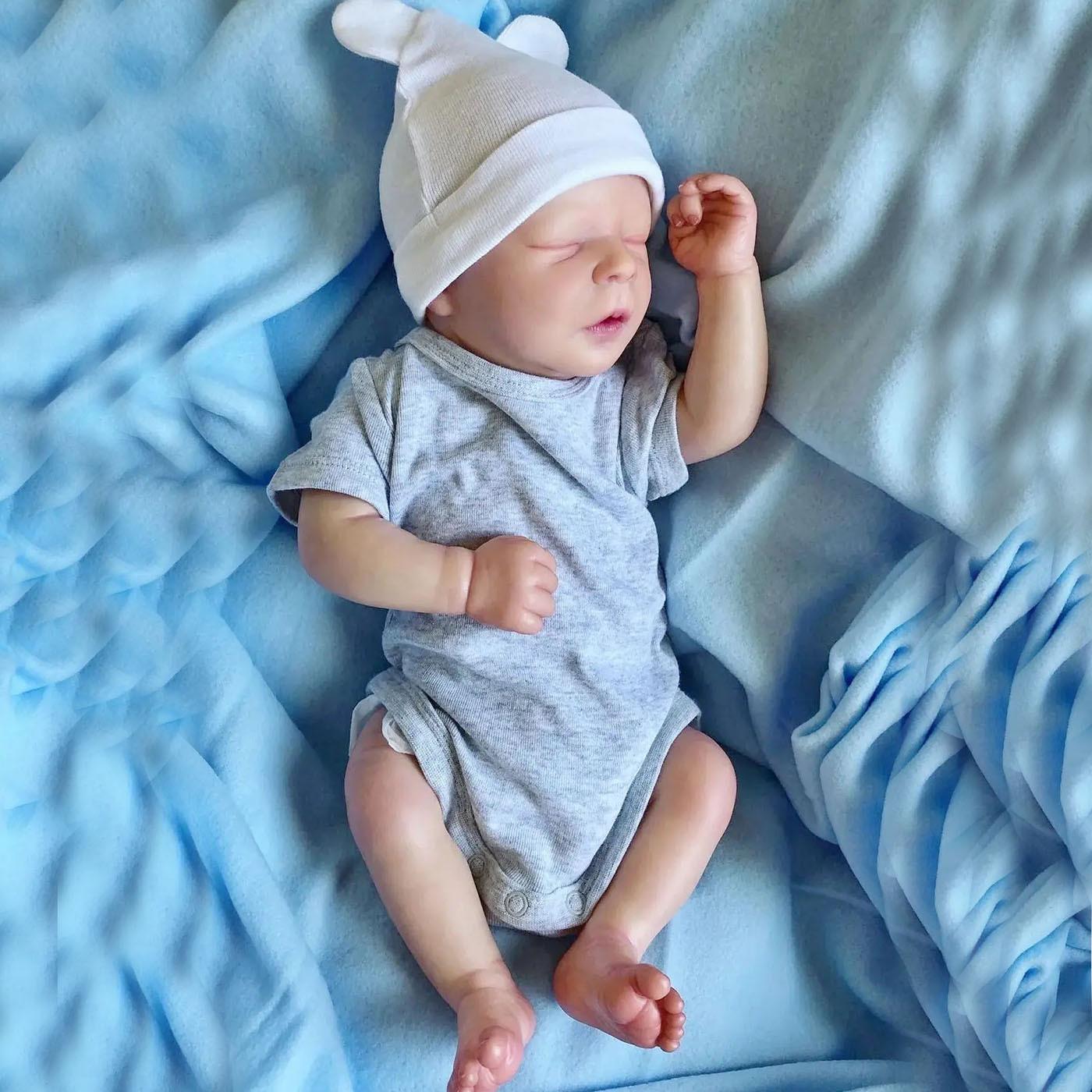 

BZDOLL 18-дюймовая мягкая виниловая кукла-реборн спящий младенец 45 см новорожденный арт-игрушка с 3D-раскрашенной кожей и видимыми венами нарядная кукла с тканевым телом милый подарок на день рождения cloth body doll