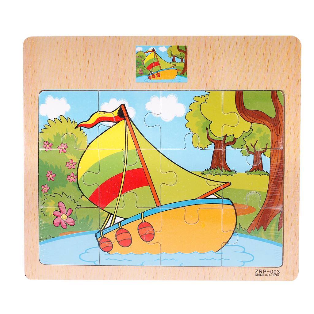 Wooden Puzzle Toy Children Cartoon  Traffic Learning Puzzle Toys