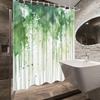 1pc Green Abstract Gradient Shower Curtain - Fluid Streaks & Paint Splashes, Lush Green Hues, Nature-Inspired Design