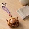 Cute Bag Charm Plush Animal Keychain, Soft Stuffed Pendant with Braided Cord, Round Small Gift for Kids Bunny Sheep Backpack, Decorative Mini