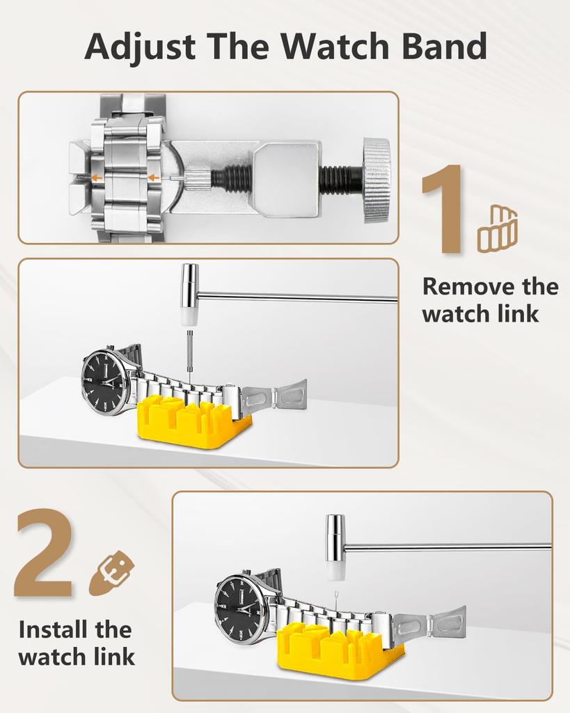 EasyTime Watch Repair Kit with Watch Link Removal Watch Band Watch Back Case Spring Instruction Ideal for Replacement or Strap Disassembly Tool,