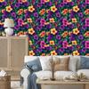 Wallpaper Flowers and Leaves in Sea and Purple for Living Room and Bedroom 50x1000