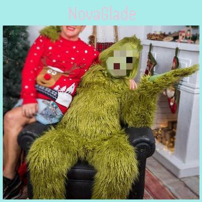 Macacão Monstro Cabeludo Verde Grinch Fantasia Cosplay de Alta Qualidade Para Todas as Idades
