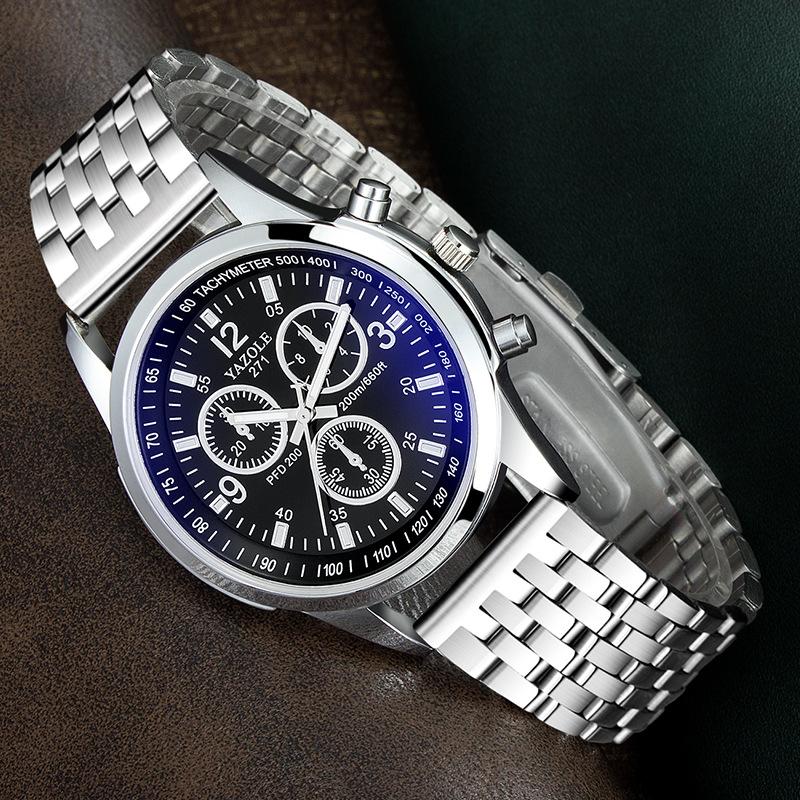 Top Brand New Steel Band Male Student Luminous Business Blue Light Waterproof Men's Watch Men's Wrist Watch
