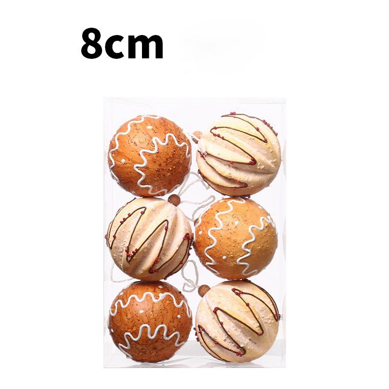 Set of 6 Warm Brown Cookie Christmas Ball Tree Hanging Ornaments Retro 8cm Foam Balls for Tree Decor New Year Winter 2026
