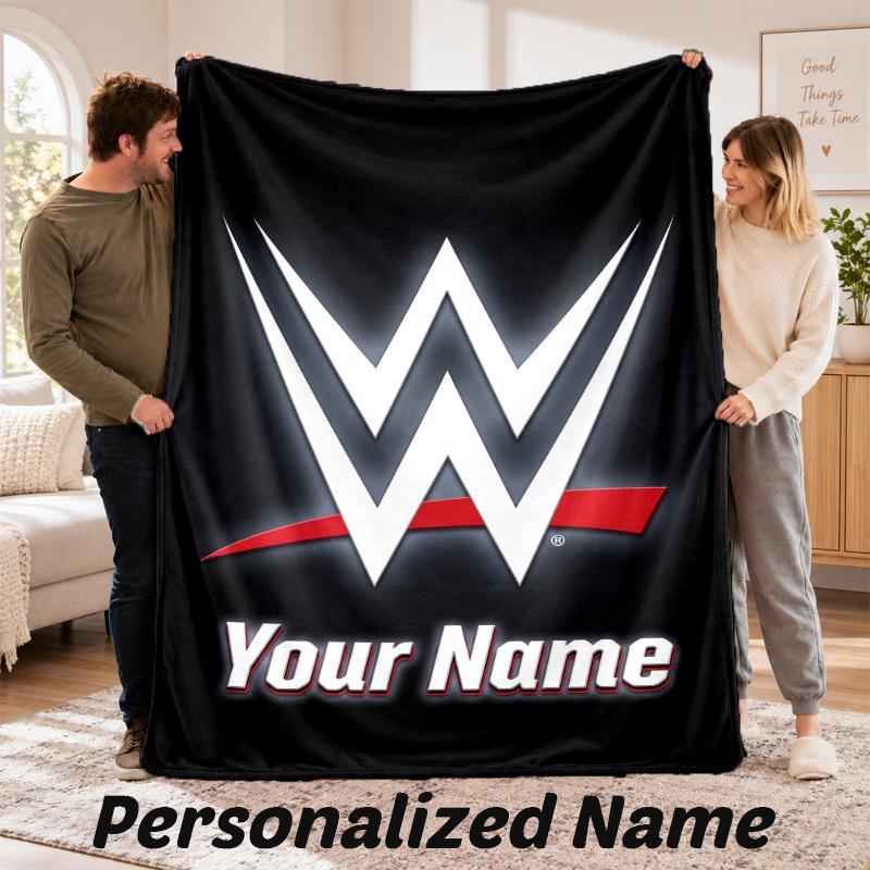 Custom Name WWE LOGO Flannel Throw Blanket Personalized Text Soft Blanket Bed Sofa Gift