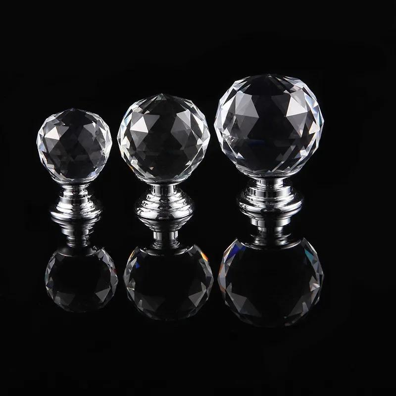 2PCS Golden European Crystal Glass Handle Single Hole Kitchen Diamond Drawer Door Knobs Handle Furniture Handle Cabinet Drawer
