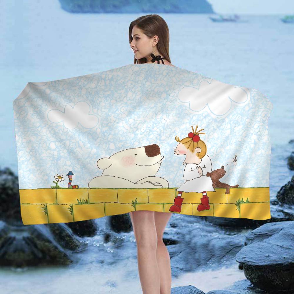 C-Coco-Chan Anime Bath Towel Microfiber Soft Water Absorbing Breathable For Girl Kids Decorative Cartoon Beach Towel