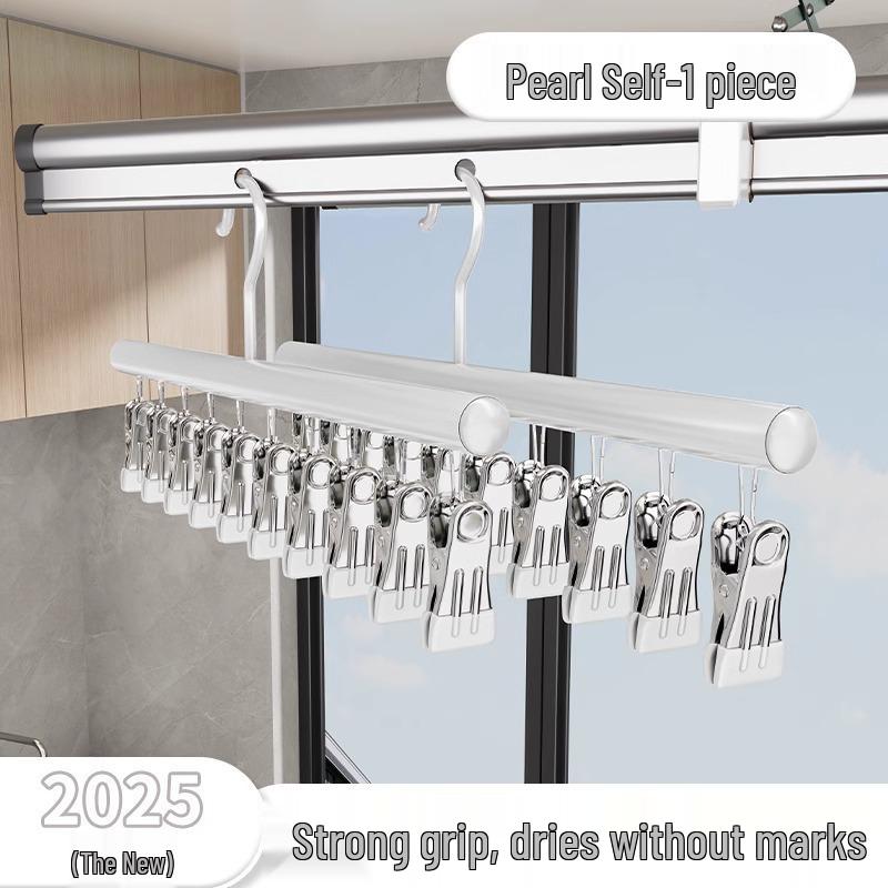 

Stainless Steel Sock Drying Rack with Non-Slip, No-Mark Double Rubber Clips