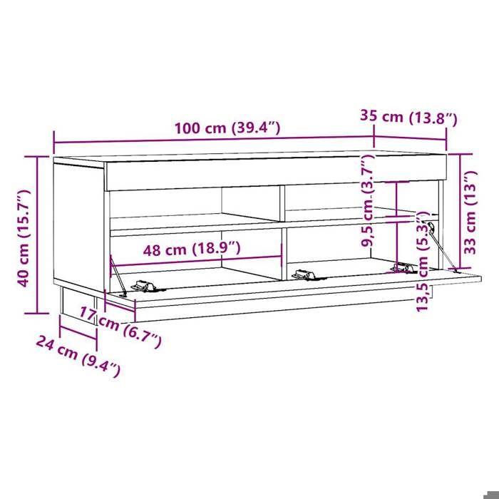 VidaXL TV Cabinet with LED Lights Artisan Oak Engineered Wood, TV Stand, Multimedia Cabinet, TV Console, Cabinet 856356