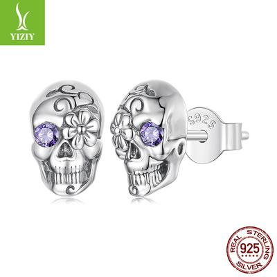 Halloween Skull Stud Earrings Male And Female Personality Mysterious S925 Sterling Silver Dark Wind Stud Earrings