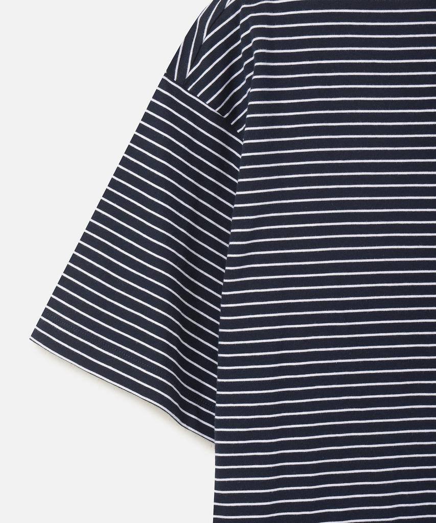 247Silijeu Usa Cotton 20-Count Striped T-Shirt Navy