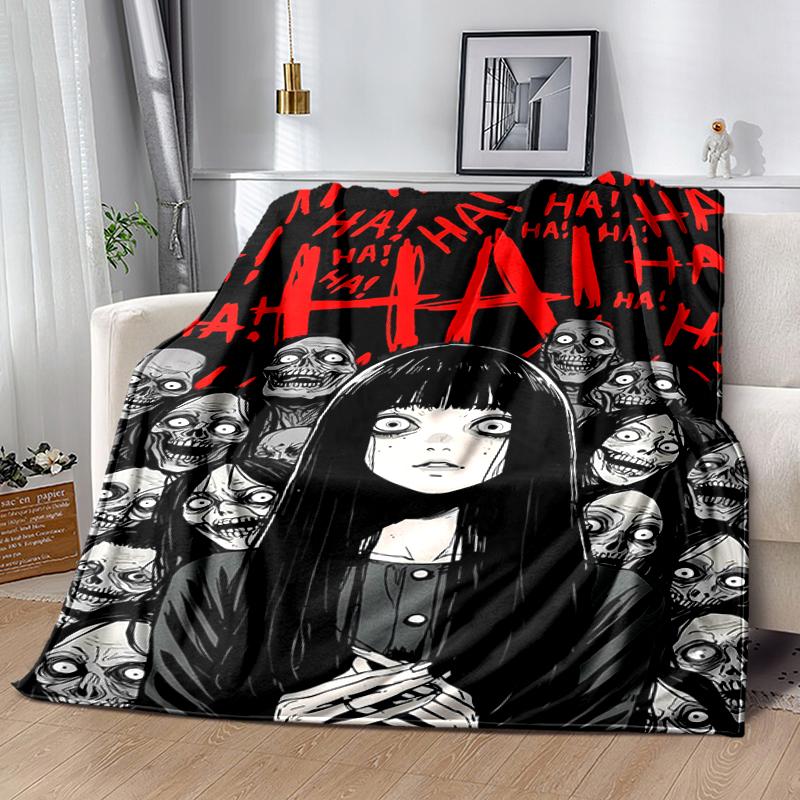 1pc Blanket Thriller Manga Junji Ito Tomie0 Print Design, Lightweight Blanket for Sofa, Bed- Soft &Warm, Gift for All Seasons like Christmas, Hallowee