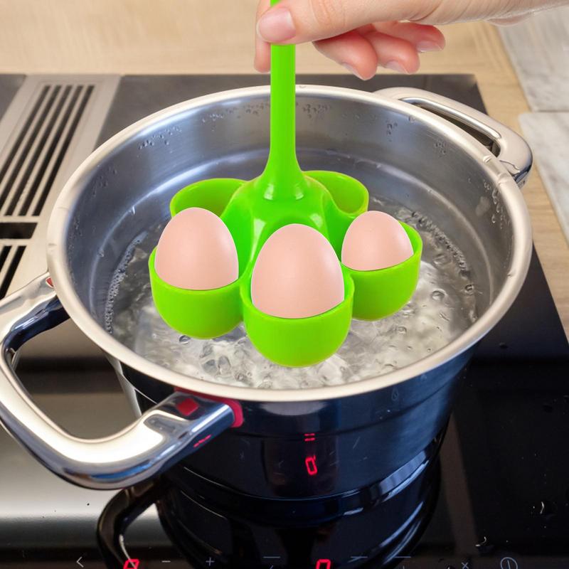 Egg Boiler Holder Heat-resistant Silicone Egg Steamer Tray With 5 Grids Eggs Poaching Boiling Cooker Rack Kitchen Egg Tools