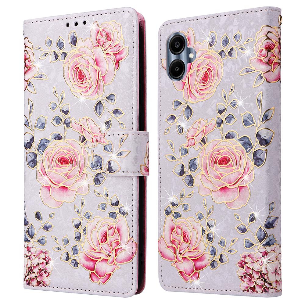 For Samsung Galaxy A06 4G Case RFID Blocking Flower Leather Phone Cover