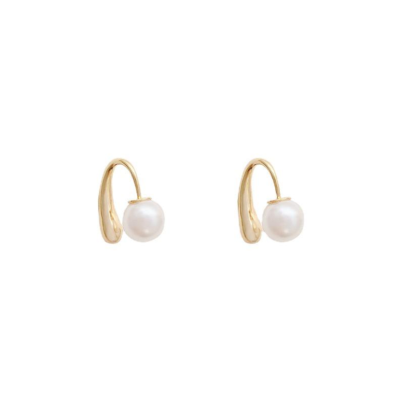Korean-Style Pearl Drop Earrings: Two-Way Wear, Artistic Ear Studs & Hooks for Women and Students