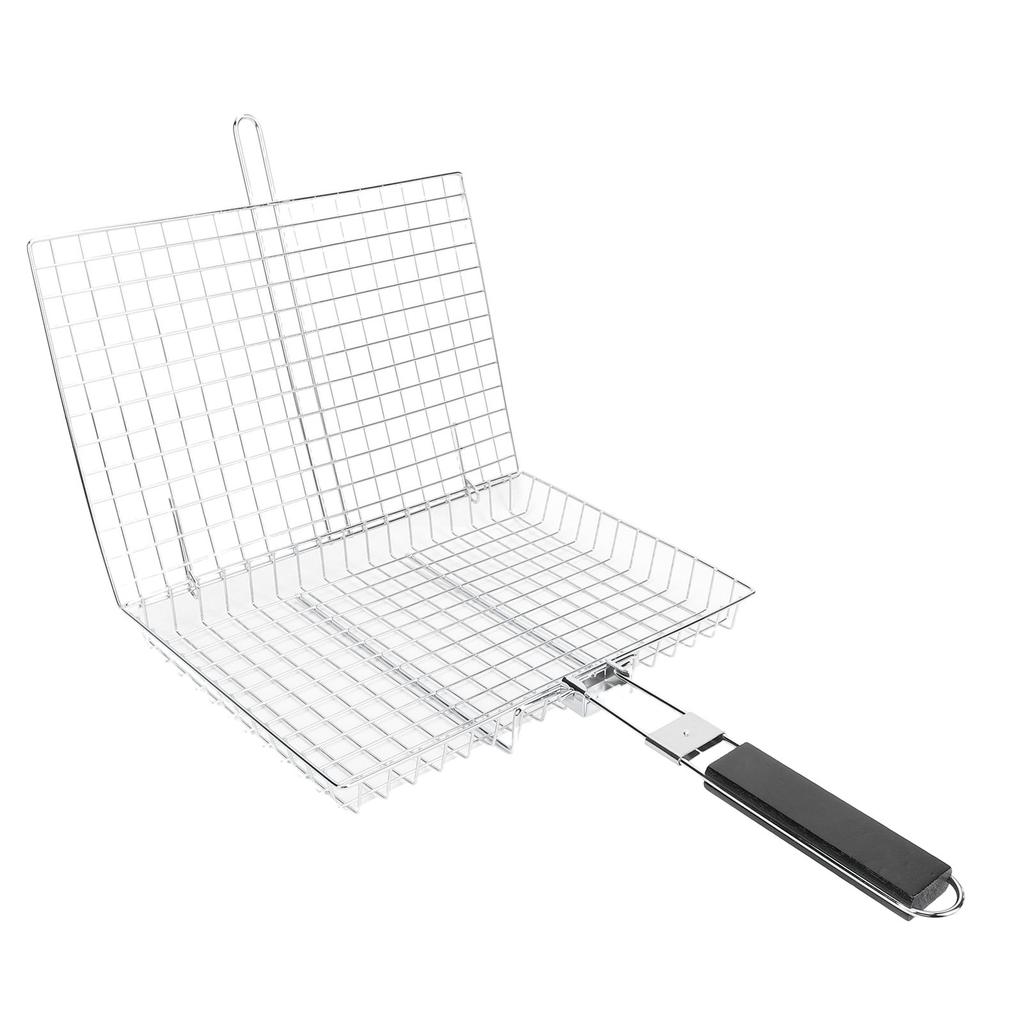 Grill Basket Portable Folding BBQ Grilling Rack for Fish Vegetables Shrimp Barbeque Cooking Accessories
