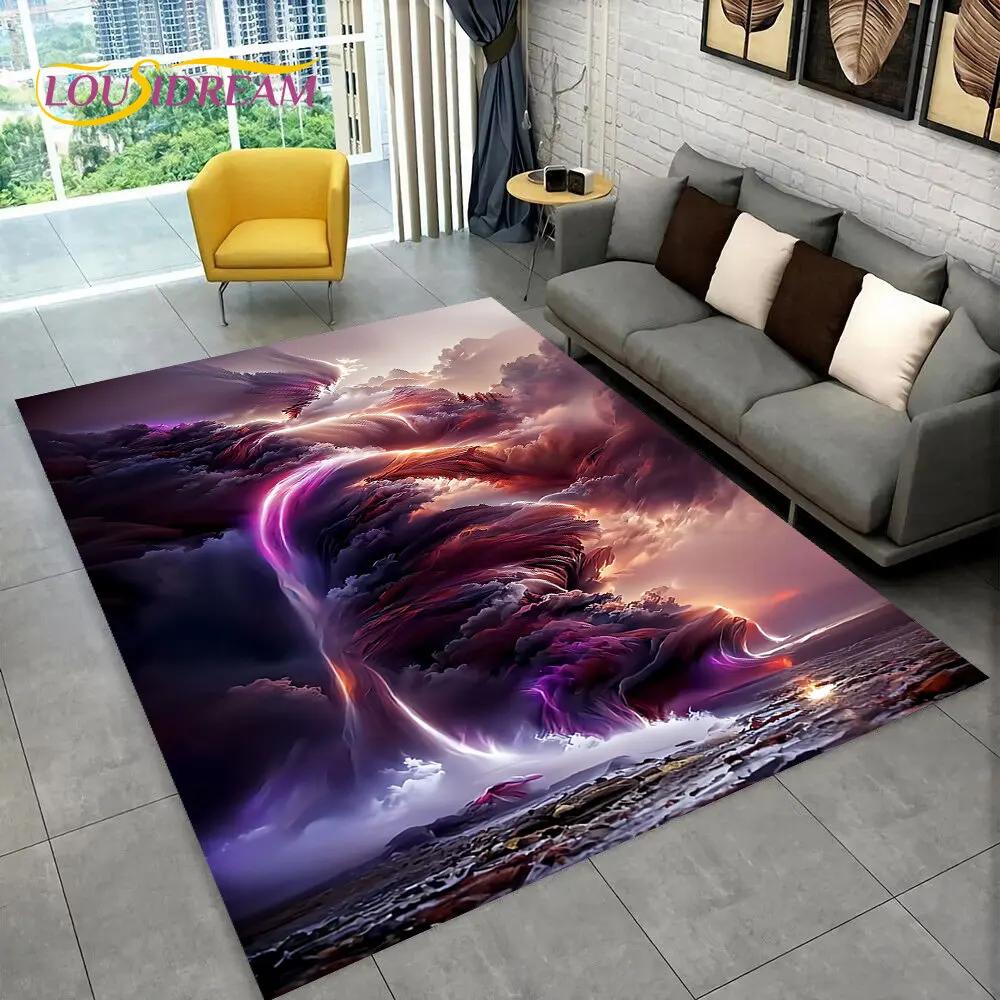 3D Natural ,Tornado, Cloud Twister Area Rug Large,Carpet Rug for Living Room Bedroom Sofa Doormat Decoration, Non-slip Floor Mat