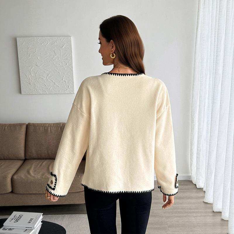 YYFS Women's Fashion Casual Solid Color Print Autumn Winter Long Sleeve O-Neck Jackets & Coats