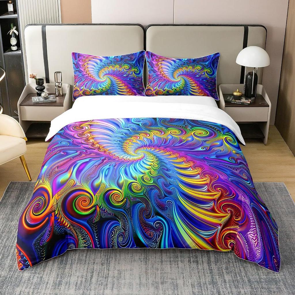 Psychedelic Abstract Art Duvet Set Bedding Set Three-Piece Digital Printing Bedroom Decoration