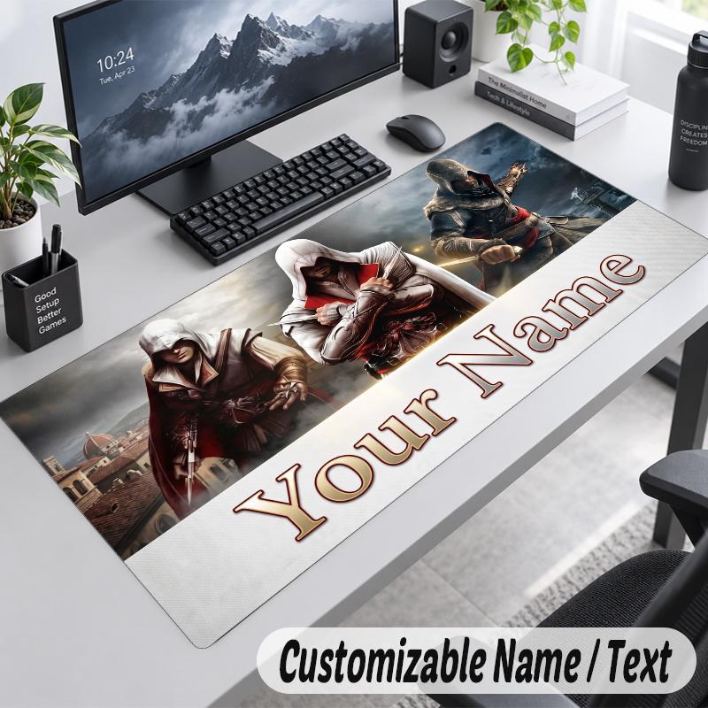 Assassin's Creed Personalized Large Mouse Pad Custom Name Text Extended Desk Mat Gaming Mousepad