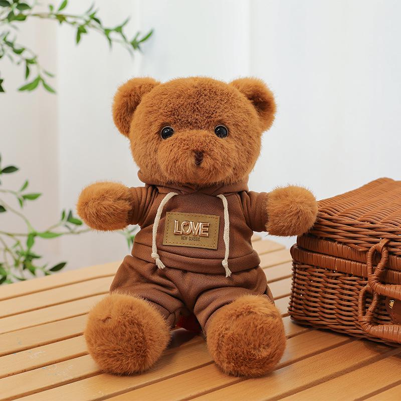 Plush Teddy Bear Doll in Hoodie - Sitting Version, High-Grade Wedding Toy
