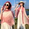 Bohemian Women's Long Pleated Shawl Warm Bandana Shawl Wraps Gradient Texture Scarf  Autumn Winter
