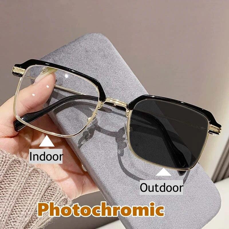 

Женские модные ретро фотохромные очки для улицы, меняющие цвет, очки для дальнего зрения, мужские и женские полукадровые HD-объективы, пресбиопия