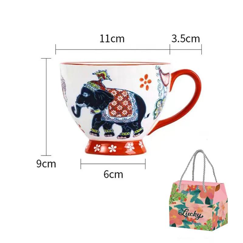 1 bucată 500 ml ceașcă din ceramică pictată manual de capacitate mare, ceașcă cu fulgi de ovăz la microunde, ceașcă din ceramică pentru mic dejun, cutie cadou pentru ziua mamei