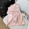 Pink Jacquard Diagonal Vest Women's 2025 Early Spring Temperament Sweet Sleeveless Vest Vest