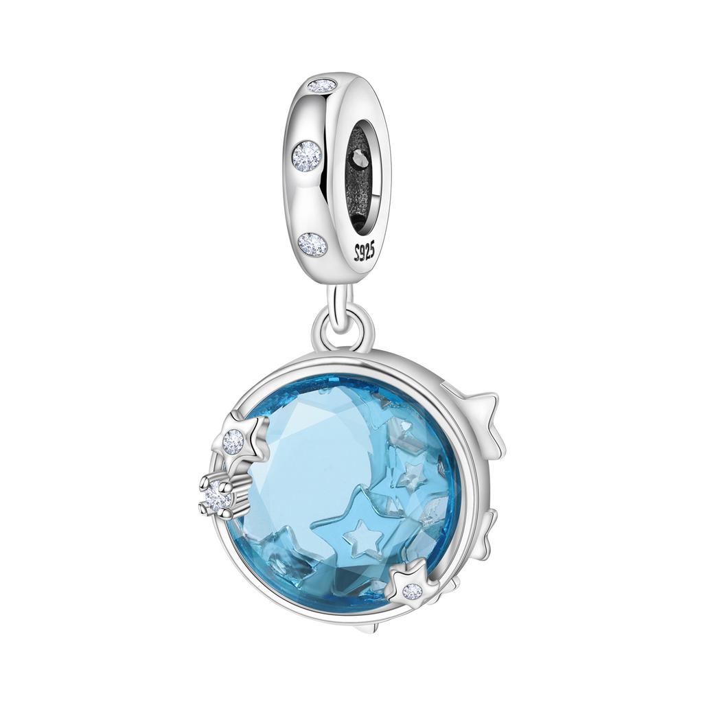 925 Silver Blue Love Snowflake Castle Pendants Bracelet Charms Fit Women Jewelry Party Beads DIY Fine Gifts Accessories