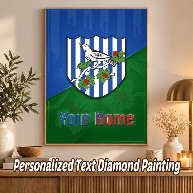 West Bromwich Albion FC Custom Name Text 5D Diamond Painting Kit DIY Full Drill Diamond Art Decoration