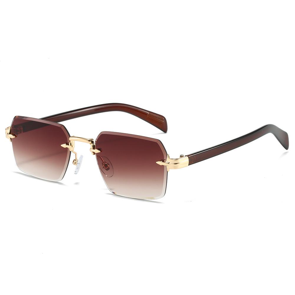Popular frameless square sunglasses European and American fashion trend sunglasses gradually change color sunscreen sunglasses