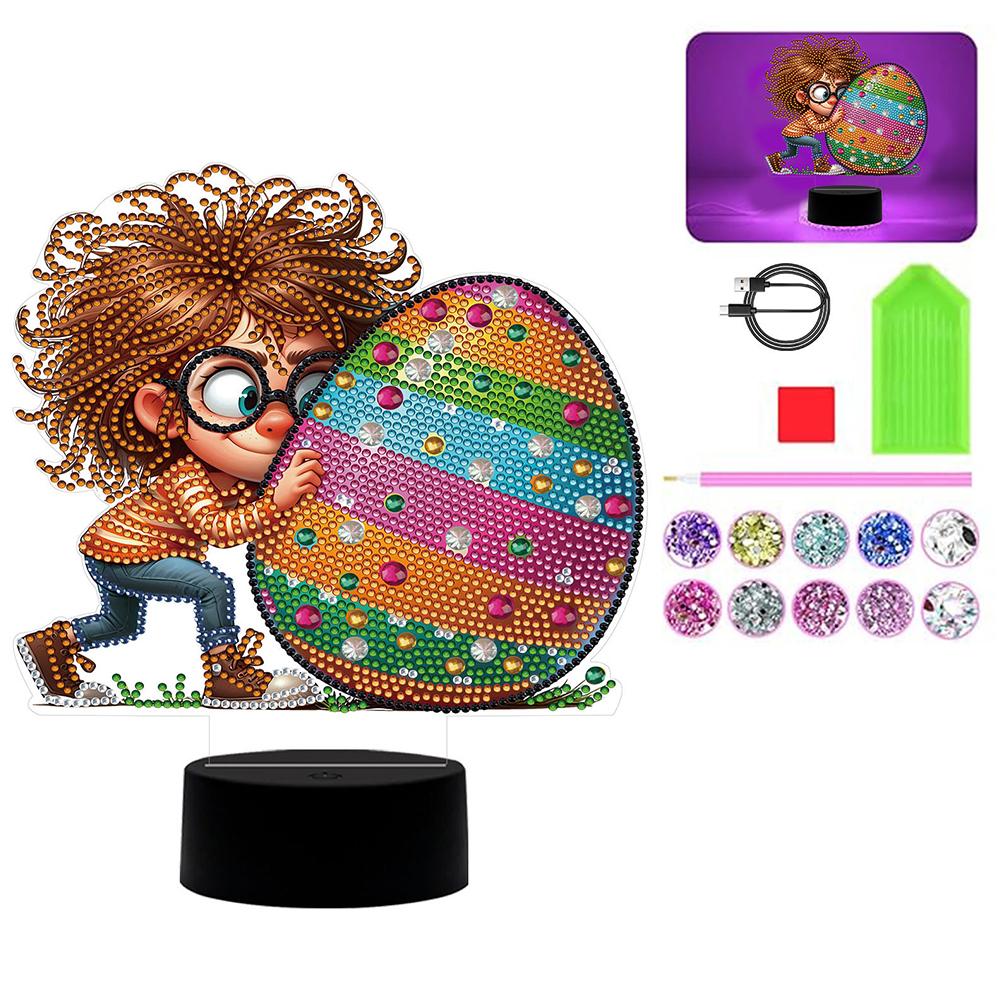 Acrylic Double Sided Rainbow Eggs Diamond Painting LED Night Light Diamond Painting Bedside Lamp Decorative DIY 5D Diamond Lamp