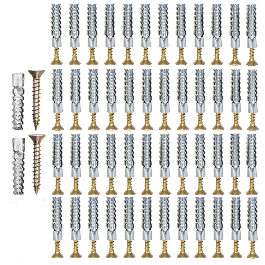 50Pcs Carbon Steel Expansion Screws Concrete Wall Anchors Expansion Bolt Fastener Pipe Drilling Plug Easy To Use